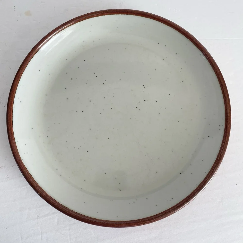 Lauffer Dinner Plate Ovenproof Stoneware Brown Trim Speckled Curry Japan 10.5